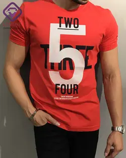 تیشرت برند PERSONAGE طرح FIVE رنگ قرمز
