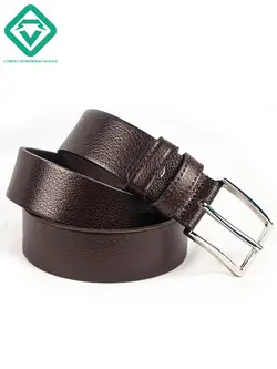 کمربند تمام چرم مدل زبانه ای رنگ قهوه ای