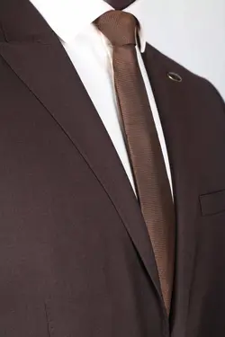 کت و شلوار ساده Lomenz قهوه ای