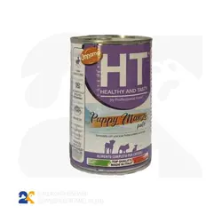 کنسرو سگ پاپی مونوپروتئین اچ تی با طعم گوشت گوساله وزن 400 گرم