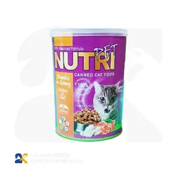 کنسرو غذای گربه نوتری پت مدل Chunks In Gravy Chicken And Beef وزن 425 گرم