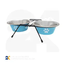 ظرف غذا سگ و گربه استیل پایه دار طرح دار مدل DDWF10