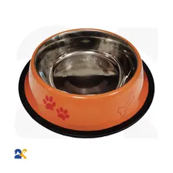 ظرف غذای سگ استیل طرح دار سایز 32