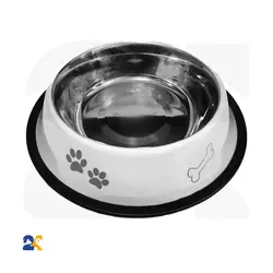 ظرف غذای سگ استیل طرح دار سایز 32