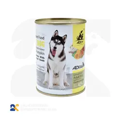 کنسرو مخصوص سگ آدی پت با طعم تکه های گوشت مرغ به همراه کدو وزن ۴۲۵ گرم