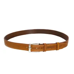 کمربند چرم طبیعی مردانه رنگ عسلی بافت دار | کد belt00۵