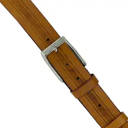 کمربند چرم طبیعی مردانه رنگ عسلی بافت دار | کد belt00۵