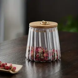 بانکه مدل هرمی ونوس شیشه ای درب چوبی واشر دار
