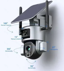 دوربین مداربسته دو لنز خورشیدی چرخشی سیمکارتی اسپیددام مدل Sky Tower IP66