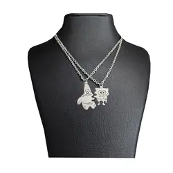 گردنبند استیل ویونج طرح پاتریک و باب اسفنجی مجموعه 2 عددی