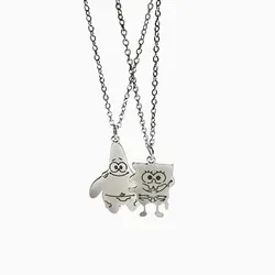 گردنبند استیل ویونج طرح پاتریک و باب اسفنجی مجموعه 2 عددی