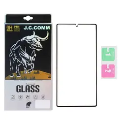 محافظ صفحه نمایش شیشه ای خم فول چسب Full Cover J.C.COMM درجه یک - Samsung Note 10 Plus (پک دار) - مشکی