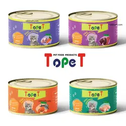 کنسرو مخصوص گربه 200گرمی تاپت بصورت پته (طعم بندی مختلف) TOPET