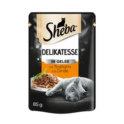 پوچ گربه با طعم گوشت بوقلمون در سس شیبا Sheba Turkey In Jelly وزن 85 گرم