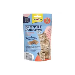 اسنک تشویقی گربه جیم کت بدون پروتئین حیوانی با طعم سالمون GimCat Nutri Pockets Salmon وزن 60 گرم