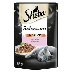 پوچ گربه با طعم سالمون در سس شیبا Sheba Salmon In Sauce وزن 85 گرم