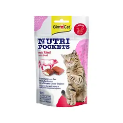 اسنک تشویقی گربه جیم کت با طعم گوشت گاو GimCat Nutri Pockets Beef وزن 60 گرم