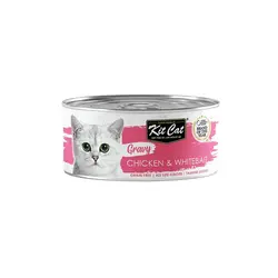 کنسرو غذای گربه کیت کت با طعم مرغ و بچه ماهی KitCat Chicken & Whitebait In Gravy وزن 70 گرم