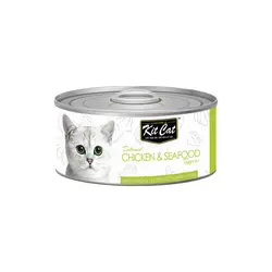 کنسرو غذای گربه کیت کت با طعم مرغ و غذای دریایی KitCat Chicken & Seafood وزن 80 گرم