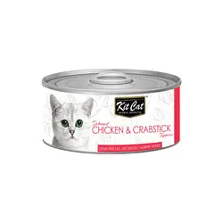 کنسرو غذای گربه کیت کت با طعم مرغ و خرچنگ KitCat Chicken & Crabstick وزن 80 گرم