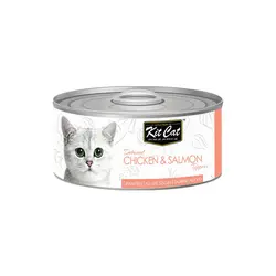 کنسرو غذای گربه کیت کت با طعم مرغ و ماهی سالمون KitCat Chicken & Salmon وزن 80 گرم