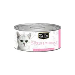 کنسرو غذای گربه کیت کت با طعم مرغ و بچه ماهی KitCat Chicken & Whitebait وزن 80 گرم