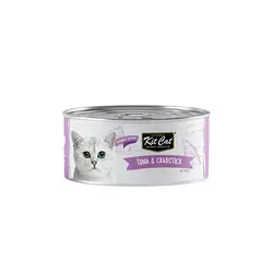 کنسرو غذای گربه کیت کت با طعم ماهی تن و خرچنگ KitCat Tuna & Crab وزن 80 گرم