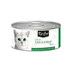 کنسرو غذای گربه کیت کت با طعم ماهی تن و میگو KitCat Tuna & Shrimp وزن 80 گرم
