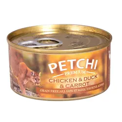 کنسرو غذای گربه پتچی مدل Chicken & Duck & Carrot وزن 120 گرم