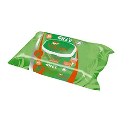 دستمال مرطوب جیلز با رایحه آلوئه ورا Gills Pet Cleaning Wipes Aloe Clorexid بسته 40 عددی