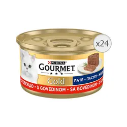 کنسرو غذای گربه با طعم گوشت گاو گورمت گلد Gourmet Gold Beef Pack بسته 24 عددی
