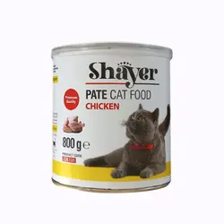 کنسرو غذای گربه شایر با طعم گوشت مرغ Shayer Chicken وزن 800 گرم
