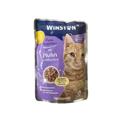 پوچ گربه وینستون با طعم مرغ در سس مرغ Winston Chicken In Chicken Sauce وزن 100 گرم