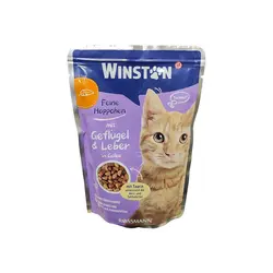 پوچ گربه وینستون با طعم جگر مرغ در سس مرغ Winston Chicken Liver In Chicken Sauce وزن 100 گرم