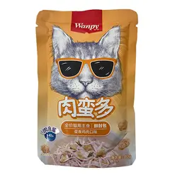 پوچ گربه ونپی با طعم مرغ و تخم مرغ Wanpy Chicken & Egg وزن 80 گرم