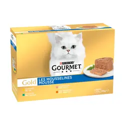 کنسرو غذای پته گربه گورمت در چهار طعم Gourmet Gold Pate بسته 12 عددی