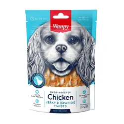 تشویقی سگ ونپی با طعم مرغ و پوست خام Chicken Jerky & Rawhide Twists وزن 100 گرم