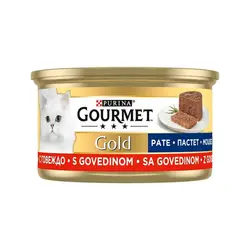 کنسرو غذای گربه گورمت با طعم گوشت گاو Gourmet Beef وزن ۸۵ گرم