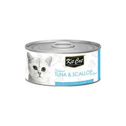 کنسرو غذای گربه کیت کت با طعم ماهی تن و صدف KitCat Tuna & Scallop وزن 80 گرم