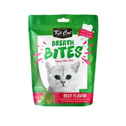 تشویقی دنتال گربه کیت کت با طعم گوشت گاو KitCat Breath Bites Beef وزن 60 گرم
