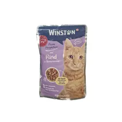 پوچ گربه وینستون با طعم گوشت گاو در سس Winston Beef In Gravy وزن 100 گرم