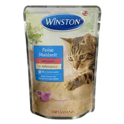 پوچ گربه وینستون با طعم ماهی سالمون در سس خامه Winston Salmon In Cream Sauce وزن 100 گرم