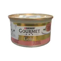 کنسرو غذای گربه گورمت مدل Gold Salmon Savoury Cake وزن ۸۵ گرم