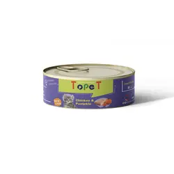 کنسرو غذای گربه تاپت با طعم گوشت مرغ و کدو حلوایی Topet Natural With Chicken & Pumpkin وزن 80 گرم