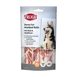 تشویقی سگ رولی تریکسی با طعم گوشت گاو و ماهی Trixie Denta Fun Beef & Fish Chewing Rolls وزن 70 گرم