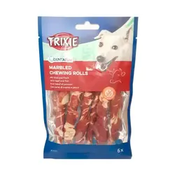 تشویقی سگ رولی تریکسی با طعم گوشت گاو و ماهی Trixie Denta Fun Beef & Fish Chewing Rolls وزن 70 گرم