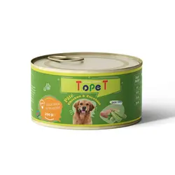 کنسرو غذای سگ تاپت با طعم مرغ و کدو سبز Topet Pate With Chicken & Zucchini وزن 200 گرم
