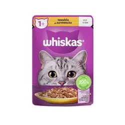 پوچ گربه ویسکاس با طعم گوشت مرغ در ژله Whiskas Pure Delight With Chicken in Jelly وزن 85 گرم