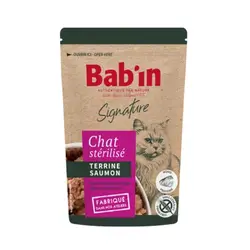 پوچ گربه عقیم شده بابین با طعم ماهی سالمون Babin Adult Sterilised Cat Terrine Salmon وزن 85 گرم