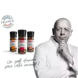 پودر طعم دهنده غذای خشک سگ و گربه با طعم ماهی قزل آلا و جلبک بابین Babin Flavour Mill With Trout Algae وزن 45 گرم